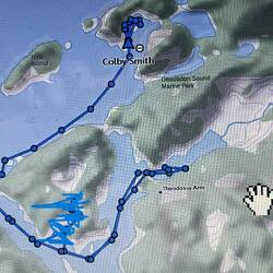 Our track today as recorded by my Inreach. I scratched out Grace Harbour track from the day before.