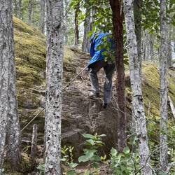 Me rappelling down that short rock wall!