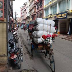 Loaded bicycle on the streets of Kathmandu