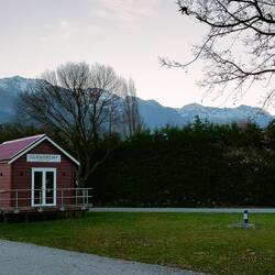 The NZMCA sign in shed modelled after the Glenorchy Red Shed