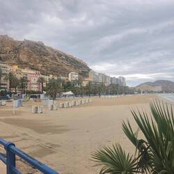Beach is empty on Saturday rain