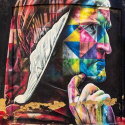 "Dante" by world-renowned muralist, Kobra ... invited to Ravenna in 2016 to paint this mural.