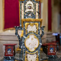 Liturgical ambo made from marbled wood in 1875 ... Duomo — Ravenna, Italy.