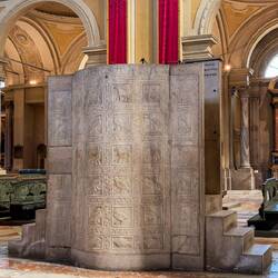The 6th century ambo is a significant Byzantine-era liturgical piece ... Duomo — Ravenna, Italy.