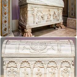 Two 5th century sarcophagi in the Chapel of Our Lady of Sweat ... Duomo — Ravenna, Italy.
