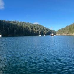 Some of the boats anchored in Prideaux Haven.