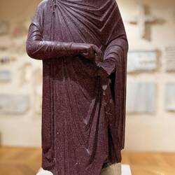 Porphyry statue from the 5th century ... possibly of Emperor Justinian — Archiepiscopal Museum.