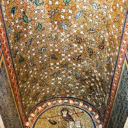 Christ as warrior and the vestibule ceiling decorated with birds — St. Andrew's Chapel.