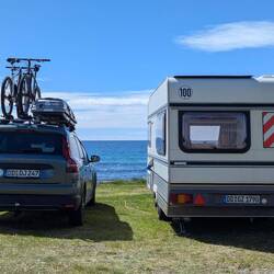 Cosmo macht sich gut am Meer, auch wenn er die Nächte schon sehr gewackelt hat.