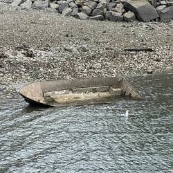 This dinghy has a little water in it...