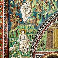 Mosaic featuring Moses ... Basilica di San Vitale — Ravenna, Italy.