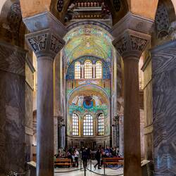 From just outside the circular nave toward the sanctuary & apse ... Basilica di San Vitale — Ravenna
