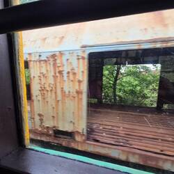 Abandoned train carriages