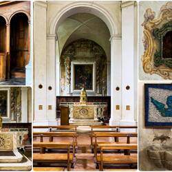 Santa Eufemia ... visitors walk through the church to access the "Stone Carpets" — Ravenna, Italy.