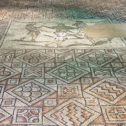 Copy of the "Dance of the Seasons" in the banquet hall ... Domus dei Tappetti di Pietra — Ravenna.