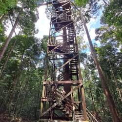 Der Turm sieht zwar wacklig aus, ist aber stabil
