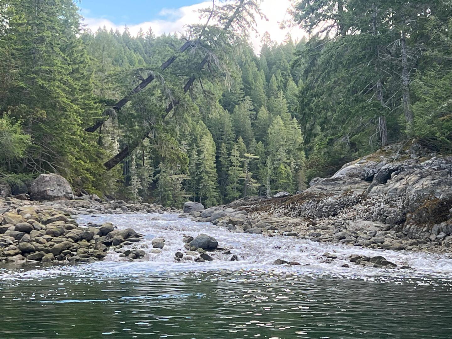 Squirrel Cove lagoon rapids running pretty good with the outgoing tide.