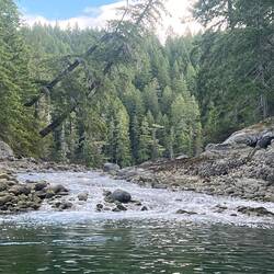 Squirrel Cove lagoon rapids running pretty good with the outgoing tide.