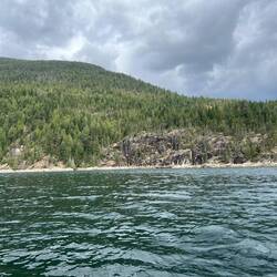 Just some interesting geology in Drew Passage. The rock outcropping had colors of white.