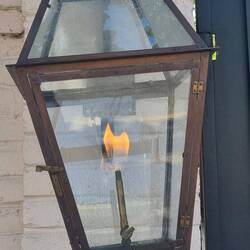 Simon very excitedly pointed out that these lights on driveway entrance are actually gas powered.