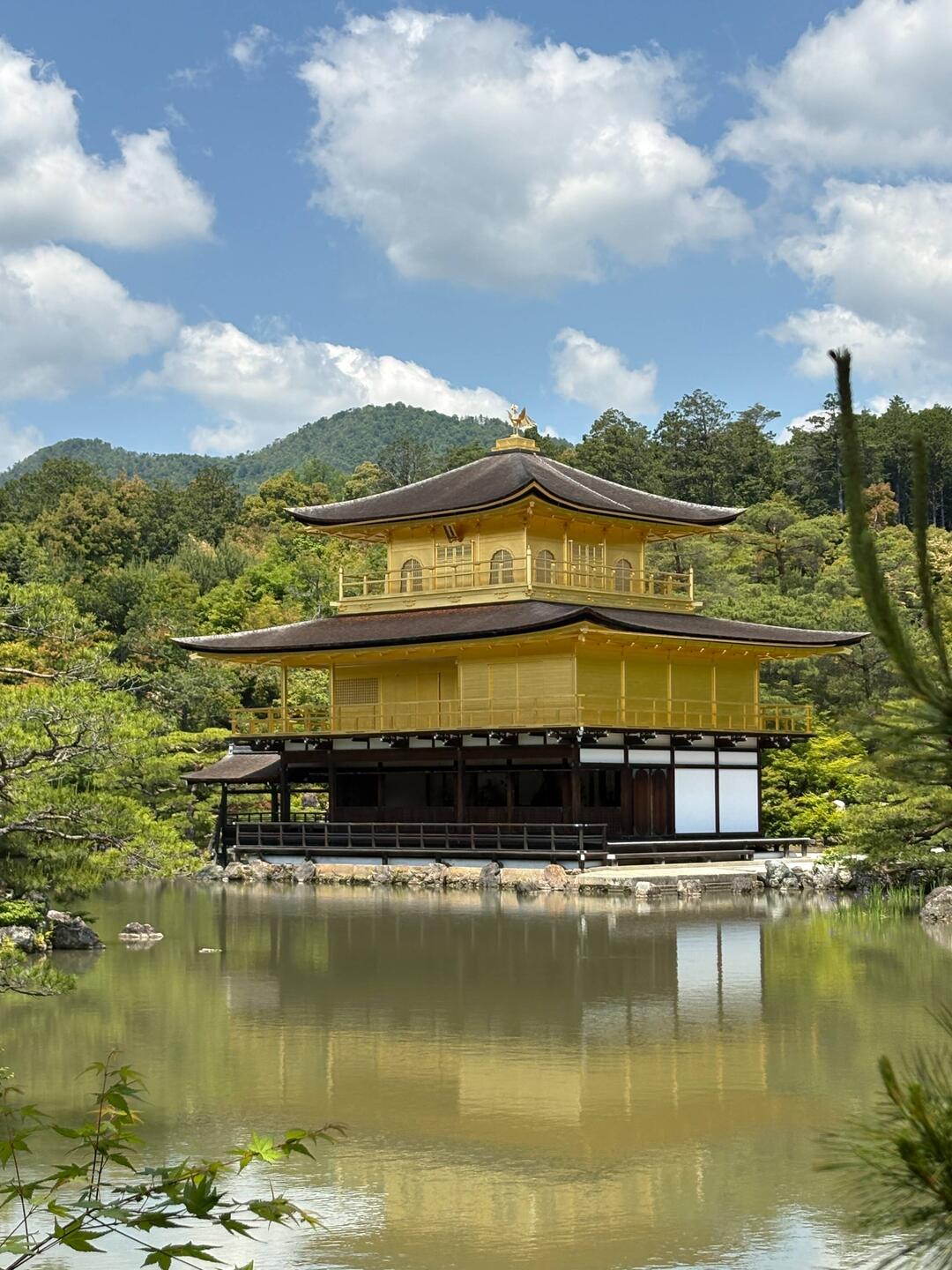 Echt echt: Herrlich, wie der goldene Pavillon in der Sonne leuchtet und sich im Teich spiegelt.