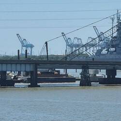USS Alabama Battleship, at port of Mobile (cranes in front, sorry)