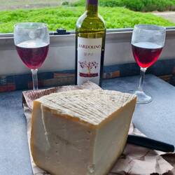 Pecorino-Käse und Bardolino - Wein