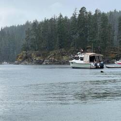 Anchored in Octopus Islands. C-Traveler can be seen on the other side of the cut.