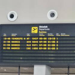 Our flight leaves at 9:55