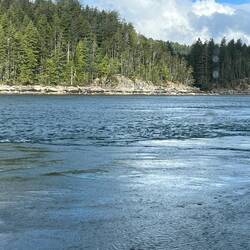 Boiling water and tidal rips at Upper Rapids