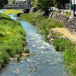 The pristine Metoba River, passing through the city
