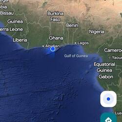 Where we are today. Tomorrow we shift west to Abijan, Cote D'Ivoire.