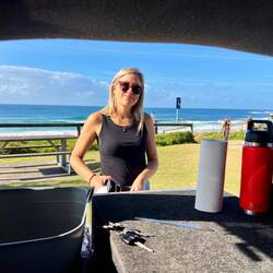Cooking B & E's at the beach