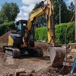 Some serious action from the big yellow digger