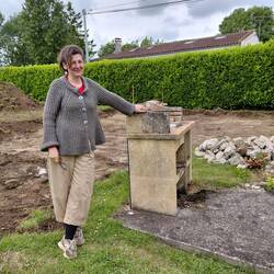 Emma Lou and the old pre fab concrete BBQ