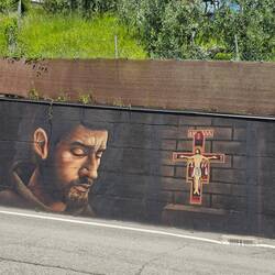 Some of the murals on the wall as I entered Valfabbrica