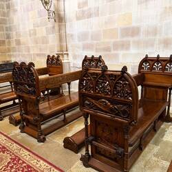 By Gaudí --the church pews