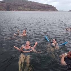 Champagne and Sunset swim on Lake Argyle