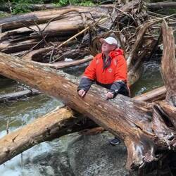 Bill took this photo of me looking up at the falls. I'm just thinking of God's works.