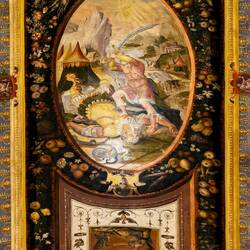 The beheading of the giant Goliath by David ... Papal Audience Room @ Palazzo Boncompagni.