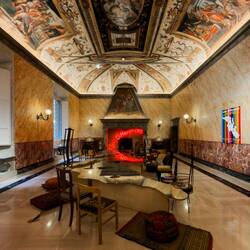 Pistoletto's "Love Difference Table" ... in the Papal Audience Room @ Palazzo Boncompagni — Bologna.