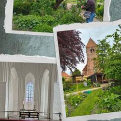 Middelalderhaven und Kirche in Stege