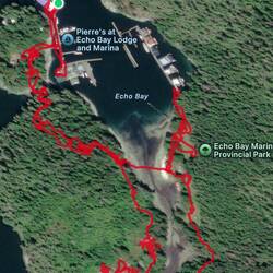 Our hike today in Echo Bay. You can see where Bill and I cut across the tidal flat.