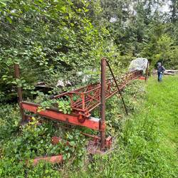 Portable saw mill. Bill checking it out at the other end.
