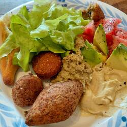 Our Saturday lunch on our terrase - beautiful mezes from St Jean D'Angely marche