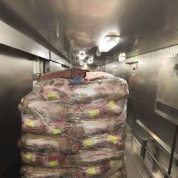 One of the freezers banks. The corridor is cool and is used to store veges like spuds.