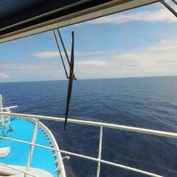 View from the bridge window. Pix of the bridge and ships officers are a nono.