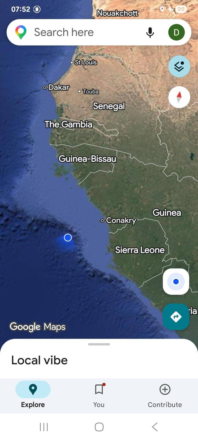 Where are we today? Off the coast of Sierra Leone. Tour was a few days ago.