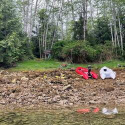 Bill and Mike's Kaboats getting left a little dry as the tide goes out.
