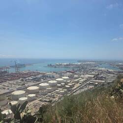 Modern harbor to the south